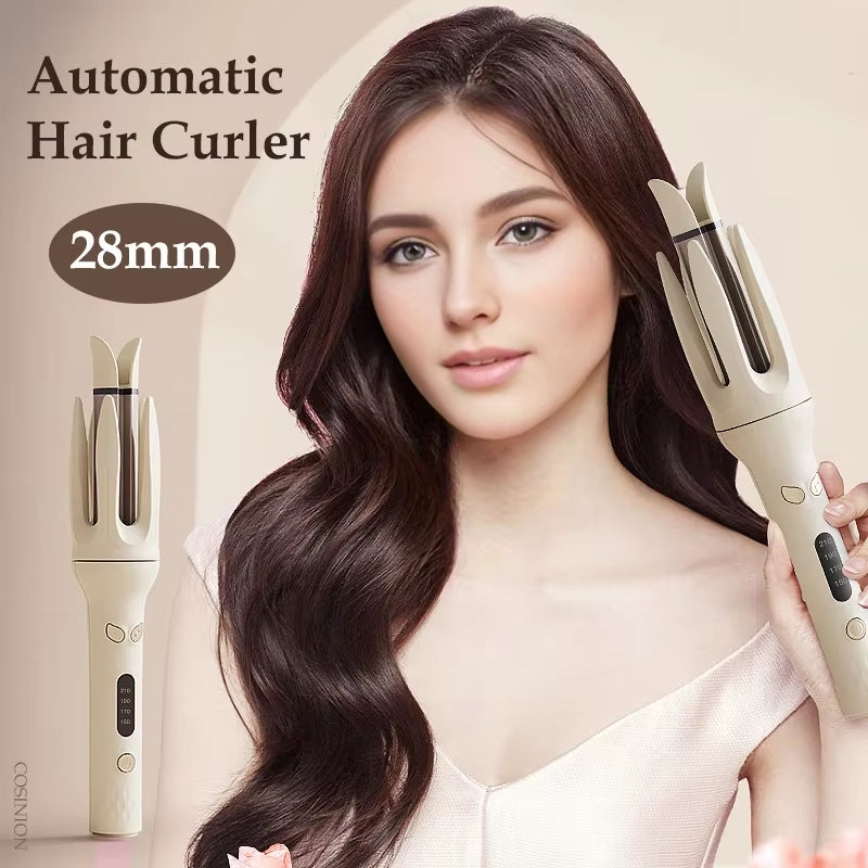 Negative Ions Automatic Hair Curler 28Mm Electric Ceramic Curling Hair Stick Rotating Curl Waves Anti-Tangle Curling Iron Styler